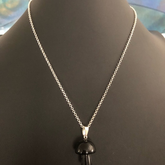 COPY - Black Obsidian Mushroom Necklace - Picture 3 of 4